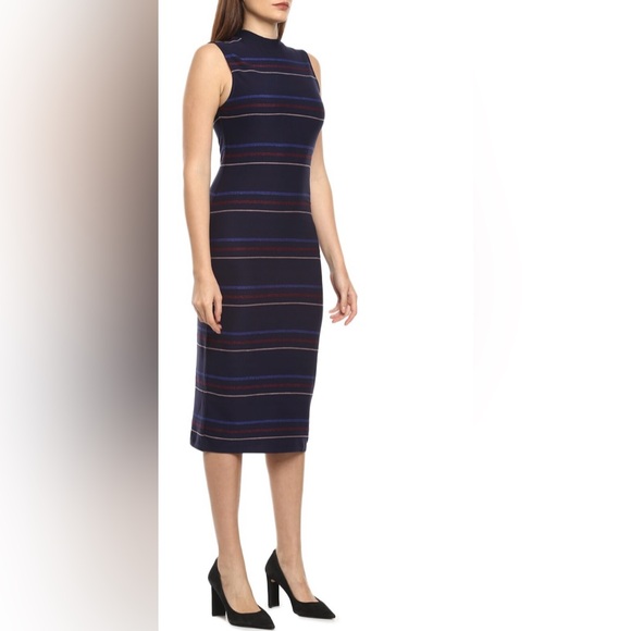 Ted Baker Erlo Striped Sleeveless Bodycon Midi Dress In Navy - Picture 5 of 14